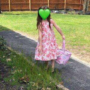 Pippers Floral Pink and Green Kids Dress made in USA